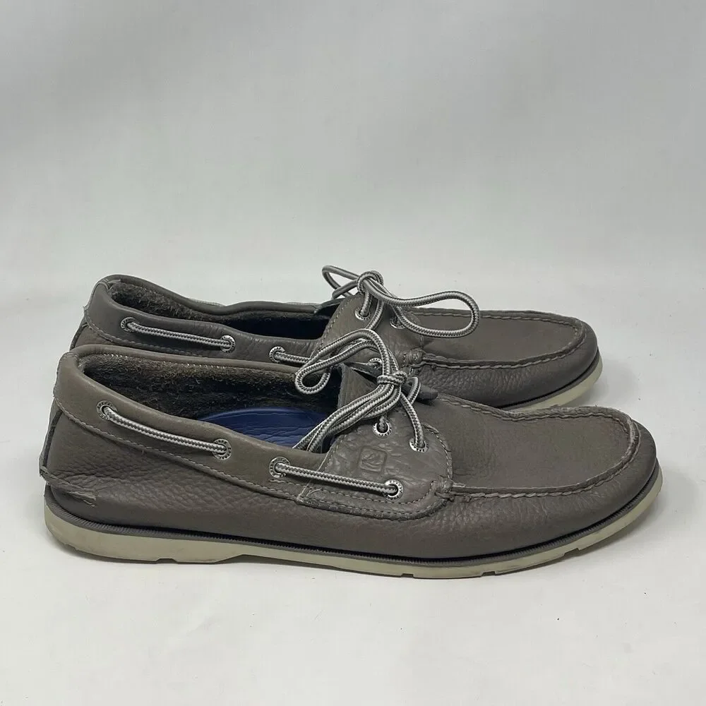 Sperry Top Sider Leeward Boat Shoes Mens 12 M Gray Leather 2 Eye Moccasins